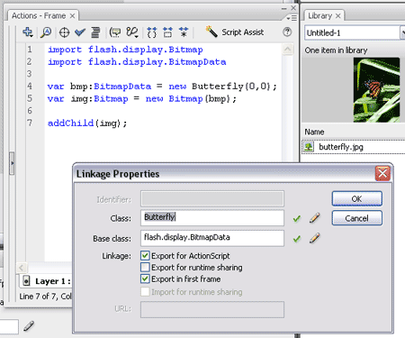 Attaching a bitmap in AS3